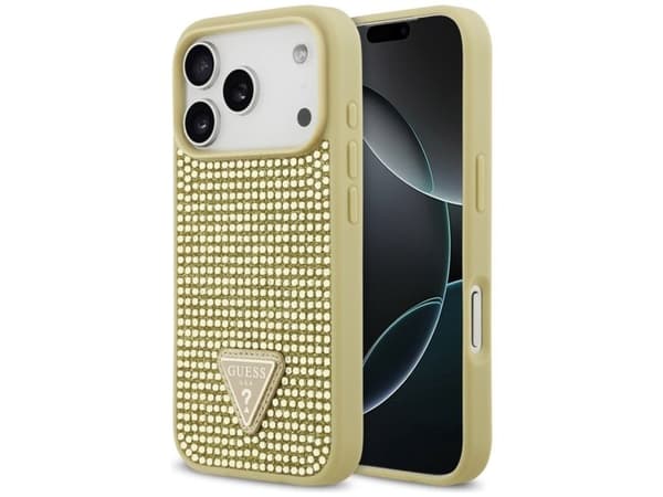 Guess Rhinestone Triangle Logo iPhone 17 Pro Case - Gold