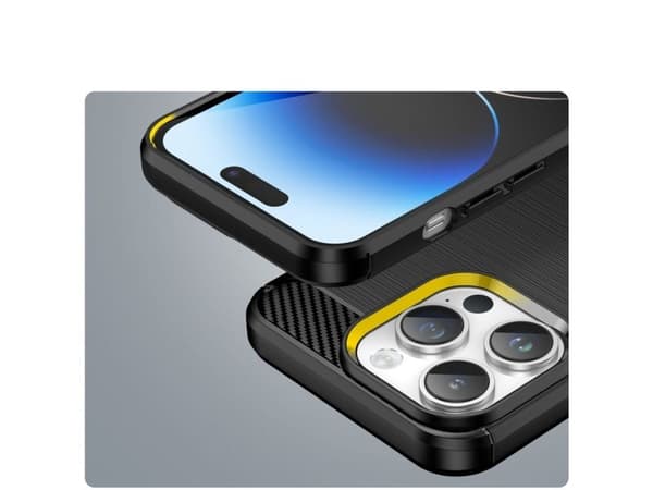 Carbon Case flexibel gel-baksida för iPhone 14 Pro Max - svart