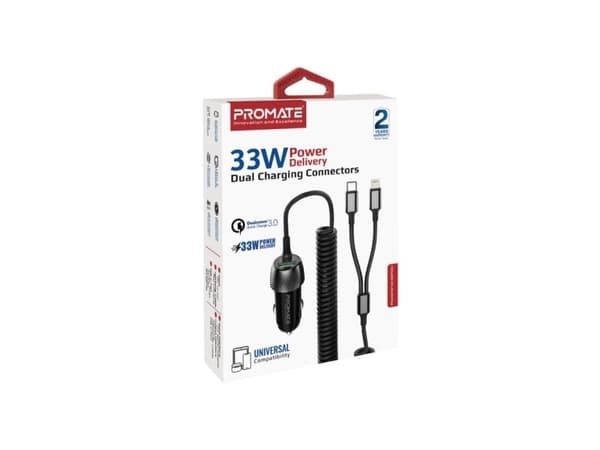 Promate PowerDrive-33PDCI bil-lader 33W / USB-C / Lightning
