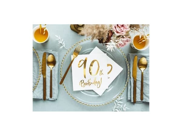 Servietter 90th birthday, guld