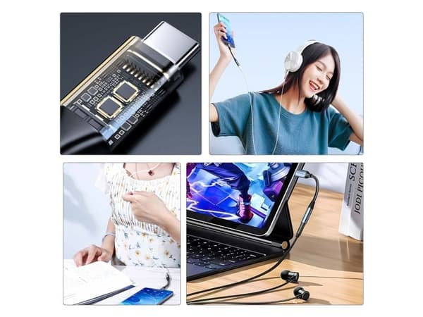 Wozinsky USB-sovitin WACM-01 USB-C - miniliitin 3,5 mm - musta