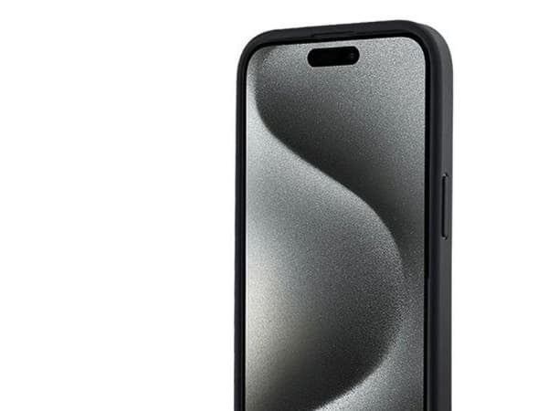 DKNY Leather Checkered Mono Pattern MagSafe Case for iPhone 15 Plus / 14 Plus - Black