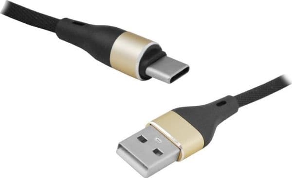 USB LTC USB-A til USB-C kabel 2 m svart/gull (LX8572B 2M)