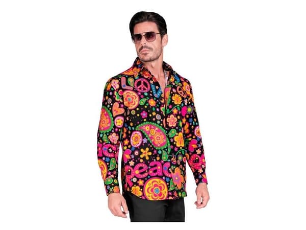 Sort neon hippie skjorte