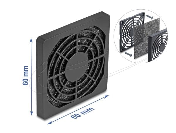 Delock - Viftegrill - with dust filter - svart