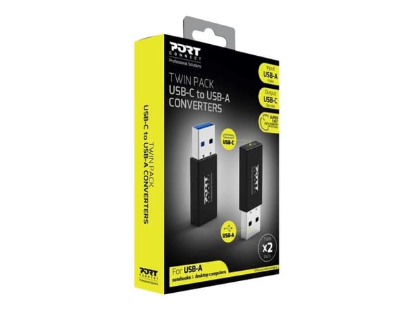 Port Designs 900154, USB-A, USB-C, musta