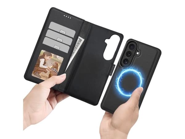 Tech-Protect Wallet MagSafe Case for Samsung Galaxy S26 - Matte Black