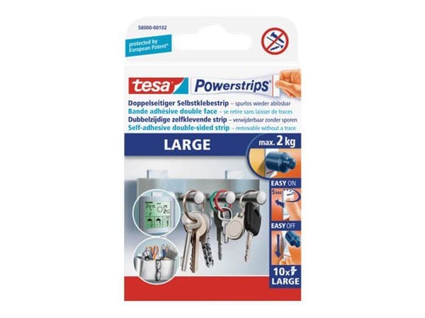 Tesa Powerstrips LARGE - Monteringslim - vit (pack om 10)