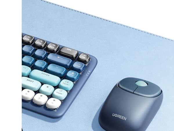 Ugreen Fun +, Ambidextrous, Trådlös RF + Bluetooth, 4000 DPI, Blå