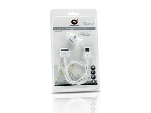 Conceptronic CUSBCAR2ASET Apple Cable with Car Tablet Charger [2A]