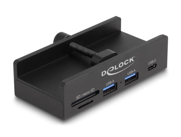 Delock - Hub - 5 Gbps, SD + micro SD slot with locking screw - 2 x USB + 1 x USB-C - stasjonær