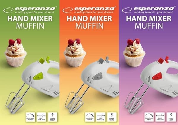 Esperanza MUFFIN - Håndmikser - 150 W - rød