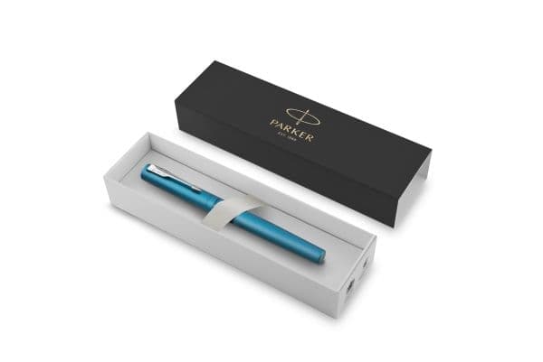 Parker Vector XL, blågrønn, Patronpåfyllingssystem, Blå, Rustfritt stål, Medium, Ambidextrous
