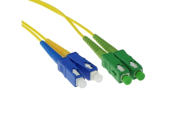 0,5 m LSZH singlemode 9/125 OS2 fiber patchkabel duplex med SC/APC & SC/PC