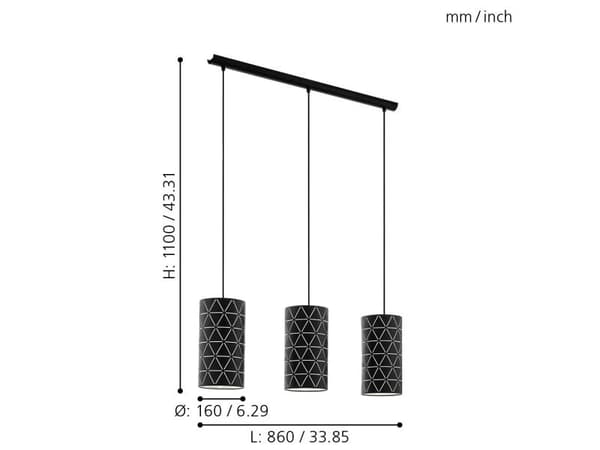 EGLO RAMON langbord E27 3L L860 sort