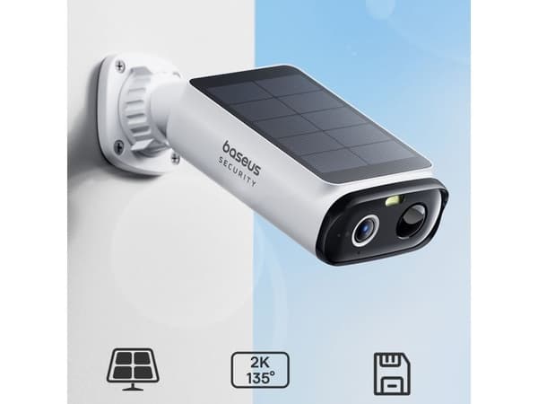 Baseus Security S1 Lite 2K utendørs sikkerhetskamera solhvit IP67 (S0003300)