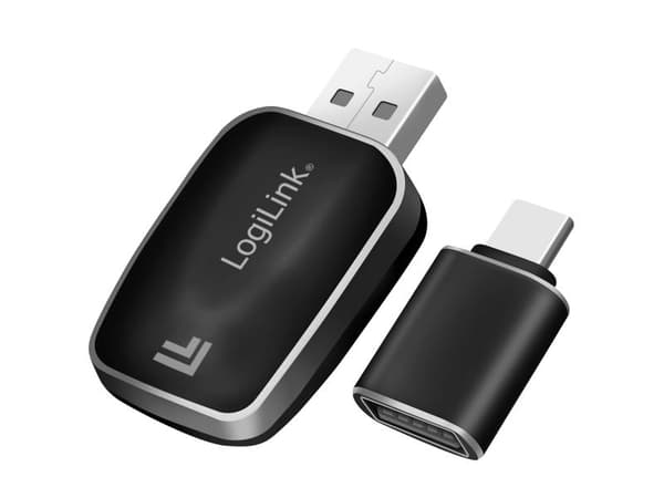 LogiLink Wireless BT 5.0 Car Adapter for CarPlay & Android Auto, USB-A + USB-C, Black