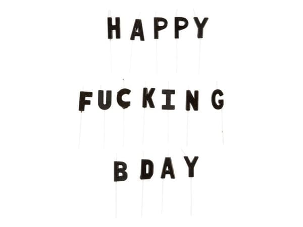 Happy Fucking Bday kake-lys