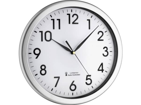 TFA-Dostmann 60.3519.02, Vägg, Quarts-klocka, Rund, Silver, Vit, Plast, AA