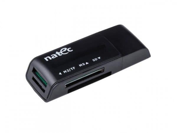NATEC ANT 3 Mini, Memory Stick (MS), MicroSD (TransFlash), MiniSD, MMC, MS Micro (M2), MS PRO, MS PRO Duo,..., Musta, 480 Mbps, USB 2.0