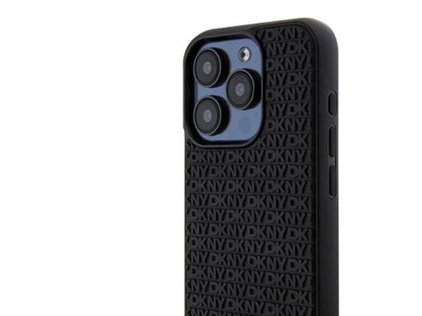 DKNY 3D gummiert mønster-etuie til iPhone 15 Pro - sort