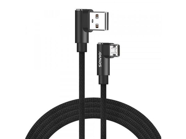 USB-kabel Savio USB-A til microUSB - 2 m - svart