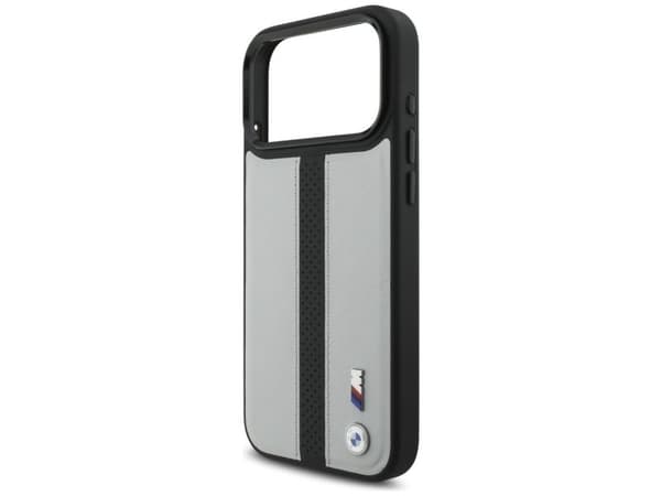 Etui BMW M Perforated Stripe Logo MagSafe til iPhone 17 Pro Max grå