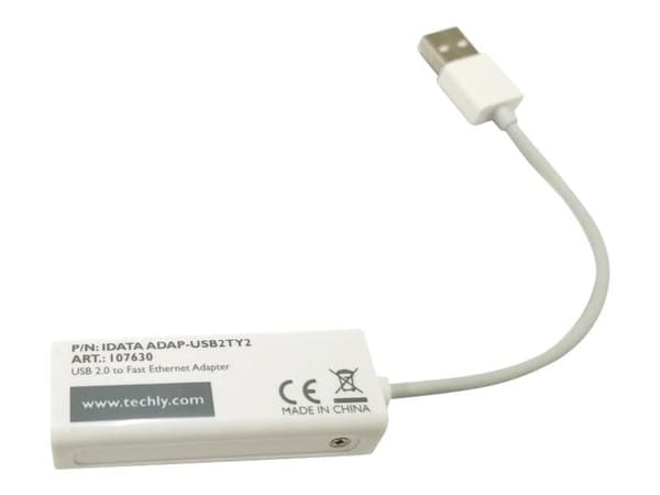 Techly IDATA ADAP-USB2TY2, Langallinen, USB, Ethernet, 100 Mbit/s, Valkoinen