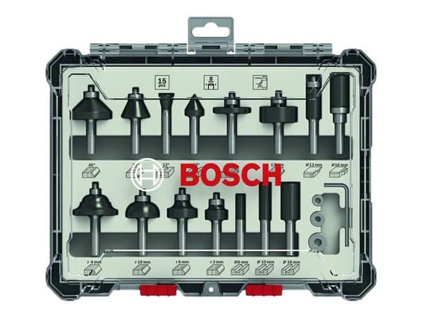 Bosch - Fresekutter - for tre, bløtt tre, løvtre - 15 deler