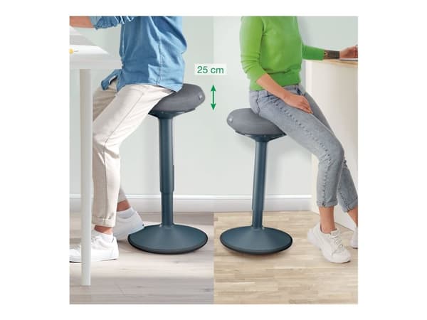 Leitz Ergo Active - Stående skrivebordsstol - ergonomisk - triangulær - roterende - 100 % resirkulert stoff - mørk grå