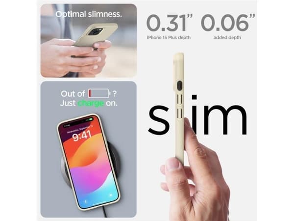 Spigen Thin Fit-skydd till iPhone 15 Plus - beige