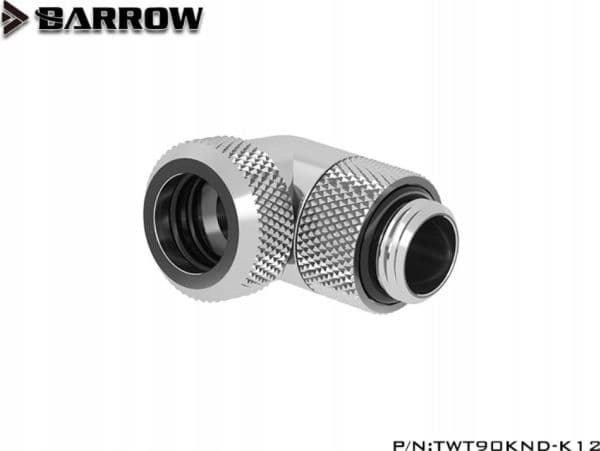 Barrow Multi-Link Adapter-tilkobling 90 grader G1/4 tommer AG til 12 mm OD hardt rør - roterbart, sølv