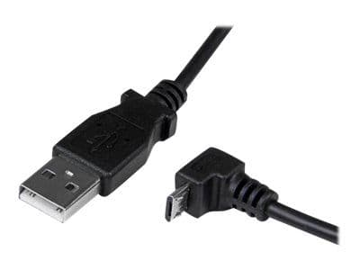 StarTech 2m Micro USB Cable Cord - A to Down Angle Micro B - Down Angled Micro USB Cable - 1x USB A (M), 1x USB Micro B (M) - Black (USBAUB2MD) - U...