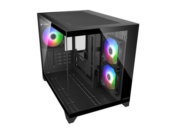 COUGAR CGR-2QA6B-RGB, Mini Tower, PC, Svart, Micro ATX, Mini-ITX, Spilling, Multi
