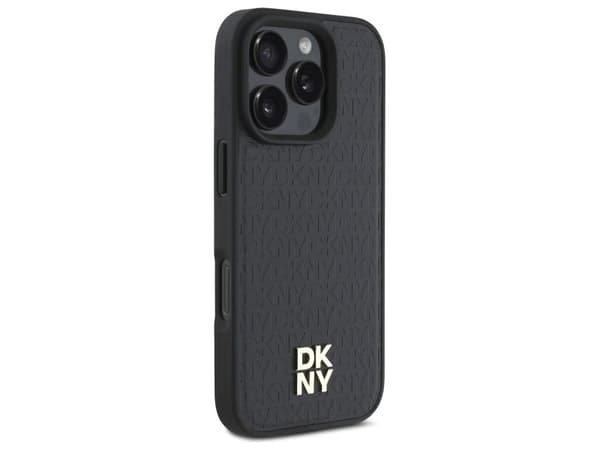 DKNY DKHMP16LPSHRPSK Apple iPhone 16 Pro 6,3" svart mobilskal med Repeat Pattern Stack Logo MagSafe