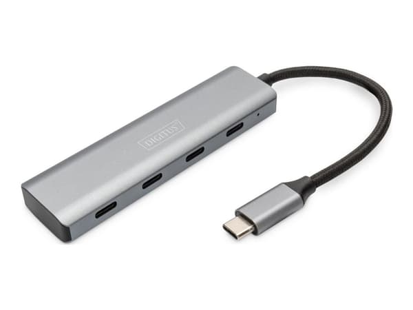 DIGITUS USB-C 4 port HUB mørkegrå 4x USB-C 3.1/5Gbps
