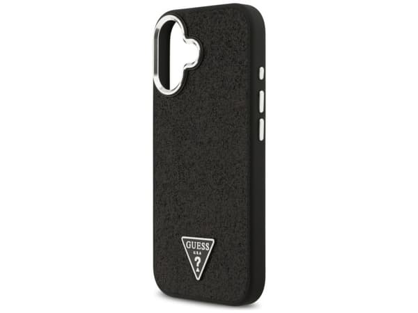 Etui Guess Glitter Triangle Logo MagSafe do iPhone 17 - czarne