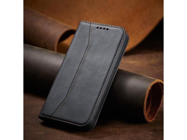 Magnet Fancy Case iPhone 14 Pro deksel med klaff lommebokstativ sort