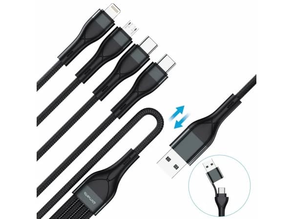 4smarts 541023, 1,2 m, USB A/USB C, USB C/Micro USB-A/Lightning, musta