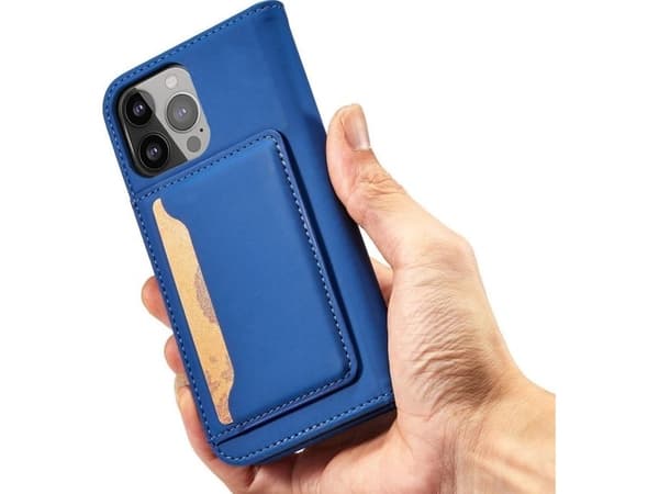 Magnetiskt kortfodral för iPhone 13 Pro Max - blå