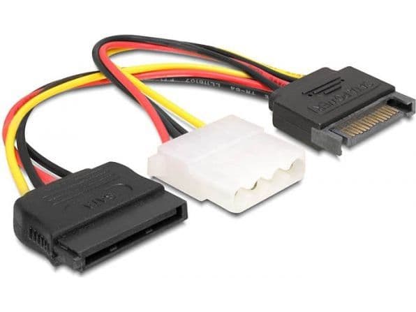 Delock - Strømadapter - SATA-strøm (hann) til 4-pin intern strøm, SATA-strøm (hunn) - 17 cm