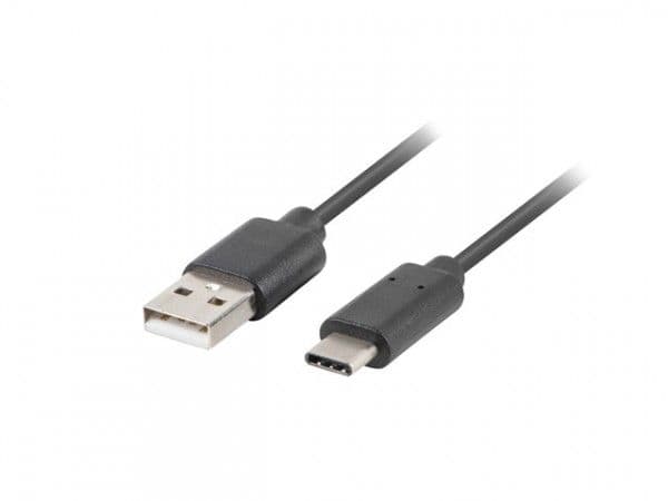Lanberg USB-C USB cable - USB A 1m black (CA-USBO-20CU-0010-BK)