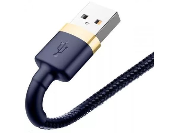 Baseus CALKLF-CV3, 2 m, USB A, Lightning, Hankjønn, Hankjønn, Blå, Gull