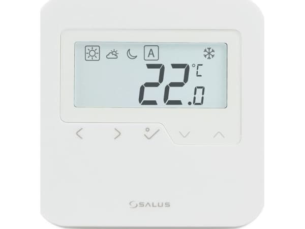 Salus trådløs, innfelt digital termostat ZigBee – døgnovervåkning, 2xAA, hvit