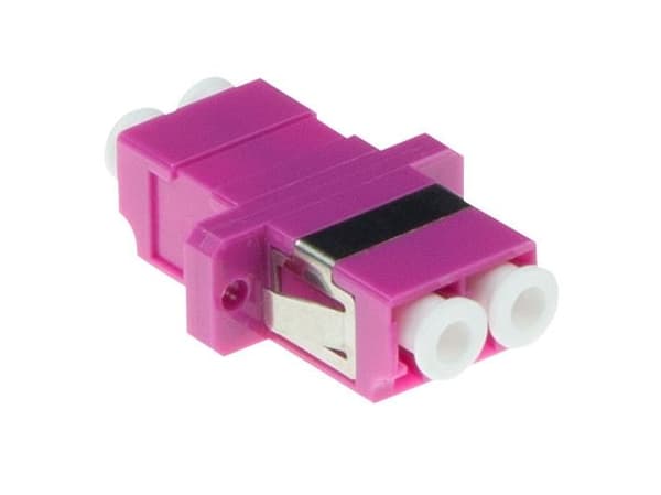 Fiberoptisk LC-LC duplexadapter multimode OM4