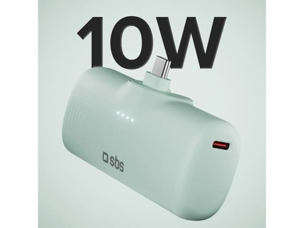SBS EcoPower 5000 mAh 10W integroidulla USB-C-portilla vihreä