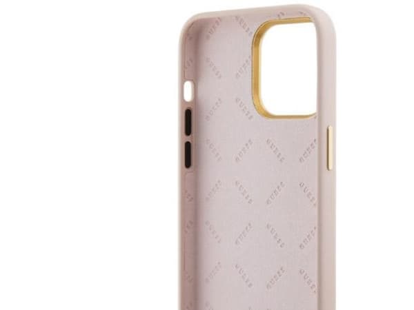 Guess silikon Script metallogga & ramskal för iPhone 15 Pro Max - rosa