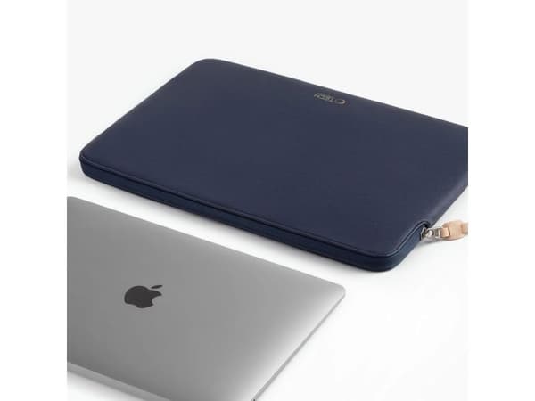 Tech-Protect fleece-laptoptväska 15-16 - marinblå