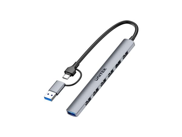 Unitek Hub USB-A/C 7in1 USB A ja USB A 5 Gbps -sovittimen kanssa