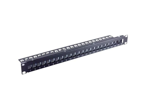 19" 1U 24x tomma portar patchpanel, one-piece